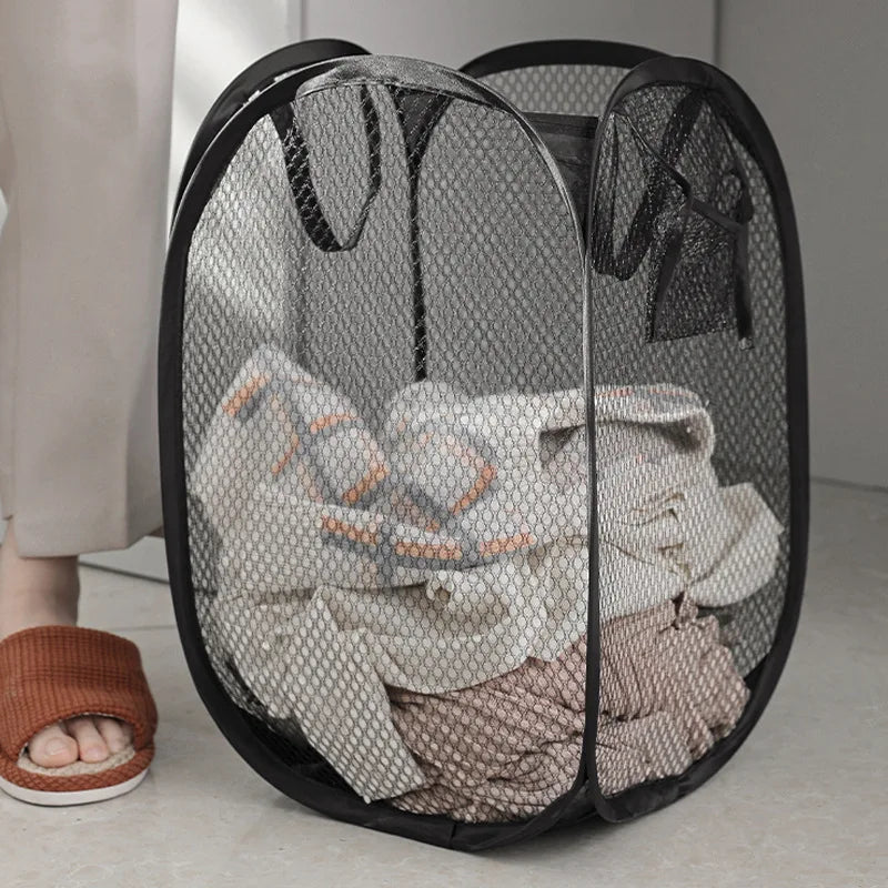 Foldable Storage Dirty Clothes Basket Dirty Clothes Storage Basket Children's Dirty Clothes Basket Mesh Laundry Basket Home